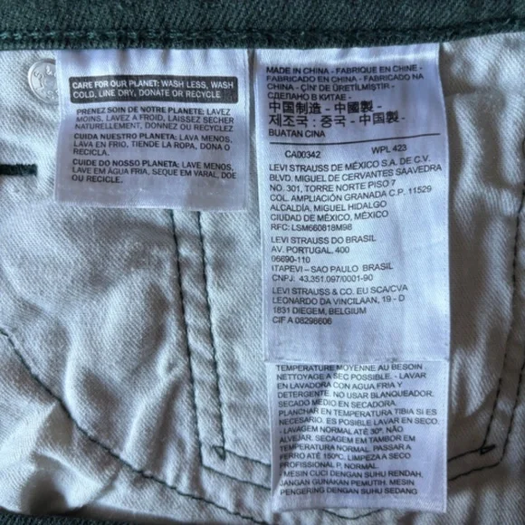 Levi's 511 Slim Fit jeans in dark green Size 32x32 - Picture 5 of 6